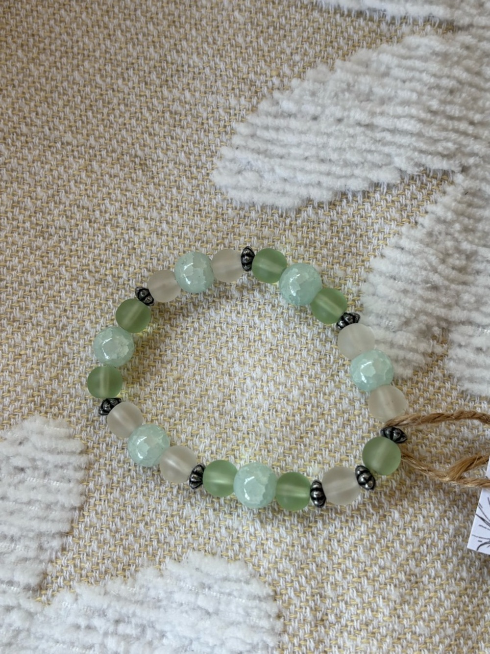 Pale Green Beaded Stretch Bracelet